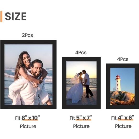 10 Pack Picture Frames Set, Gallery Wall Frame Set for Wall Mounting - Picture 3 of 7
